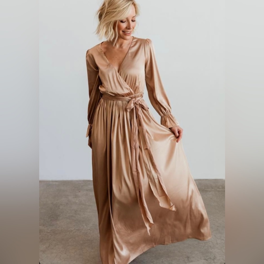 Baltic Born - Champagne Slip Wrap Tie Dress